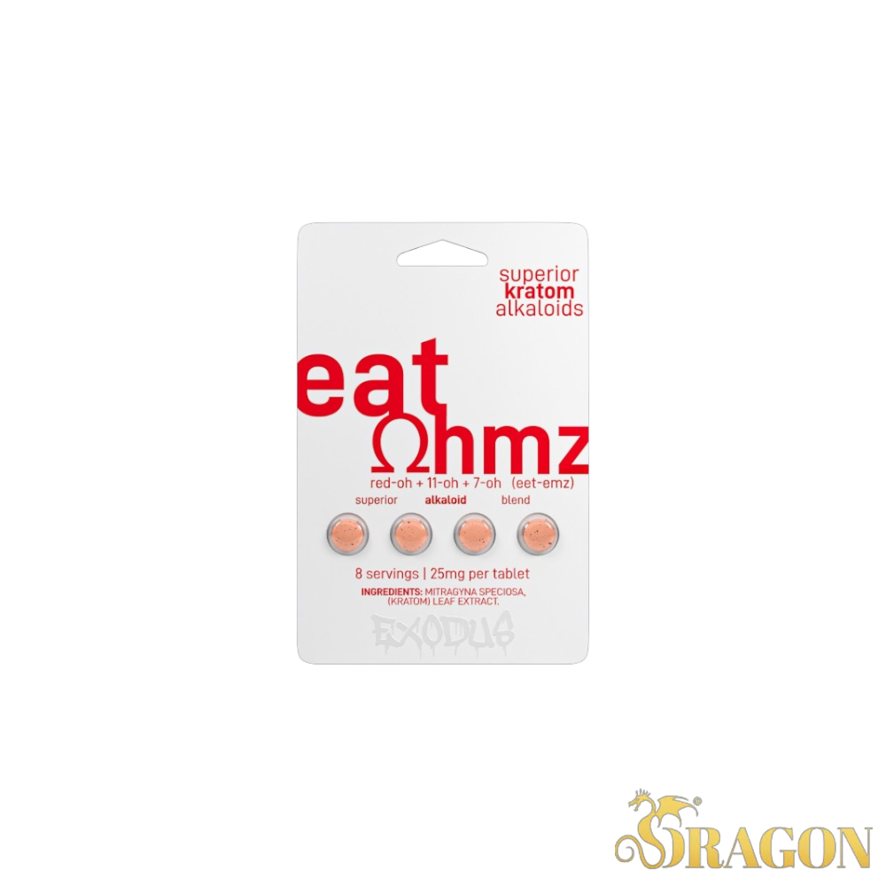 Eat Ohmz Red Kratom Tablets 25mg (4 Count Blister Pack)