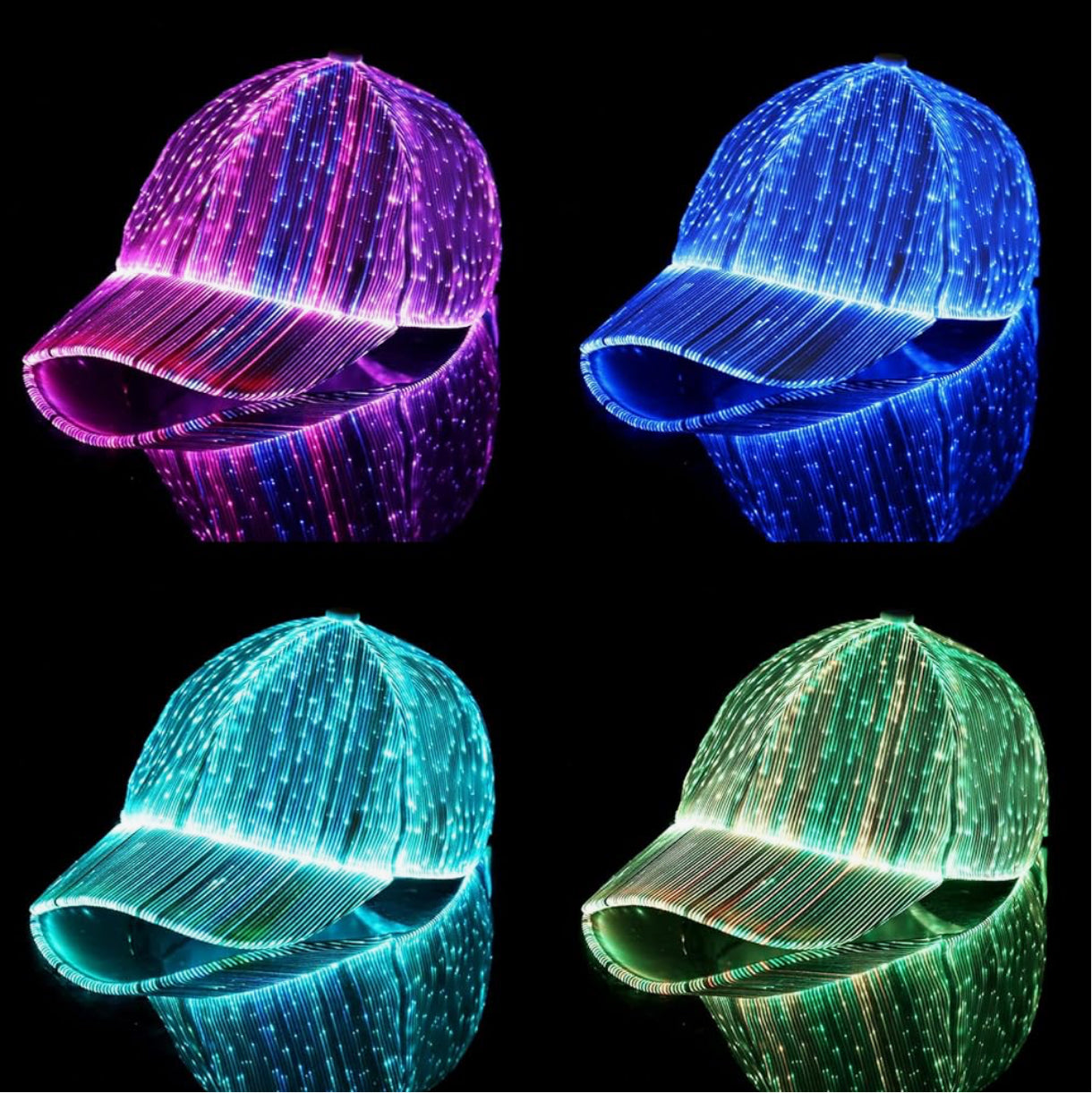 AMIMA LED Glowing Fiber Optic Baseball Cap - USB Rechargeable, 7 Colors - WeAreDragon