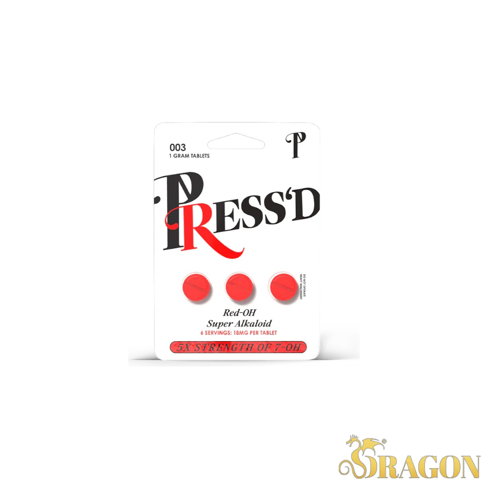 Press'd 5x Strength 7-Hydroxy+Pseudo Kratom Tablets 18mg (3 Count Blister Pack)