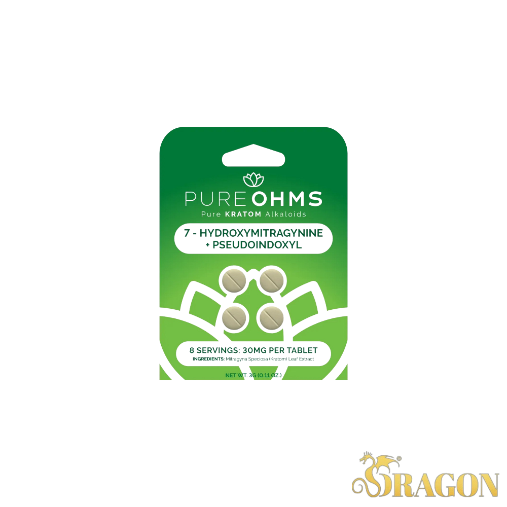 Pure Ohms 7-Hydroxy+Pseudo Kratom Tablets 30mg (4 Count Blister Pack)