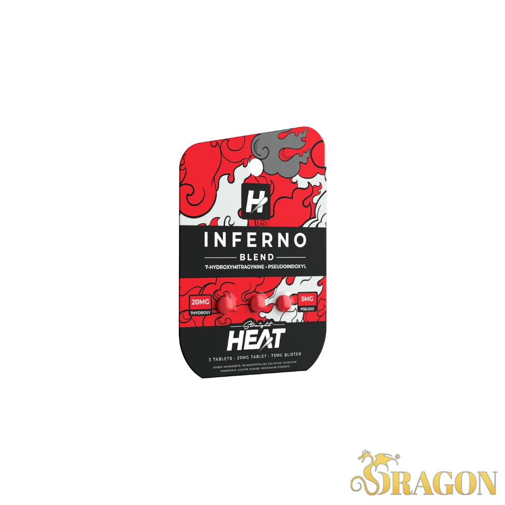 Straight Heat Inferno Blend 7-Hydroxy+Pseudo Kratom Tablets 25mg (3 Count Blister Pack)