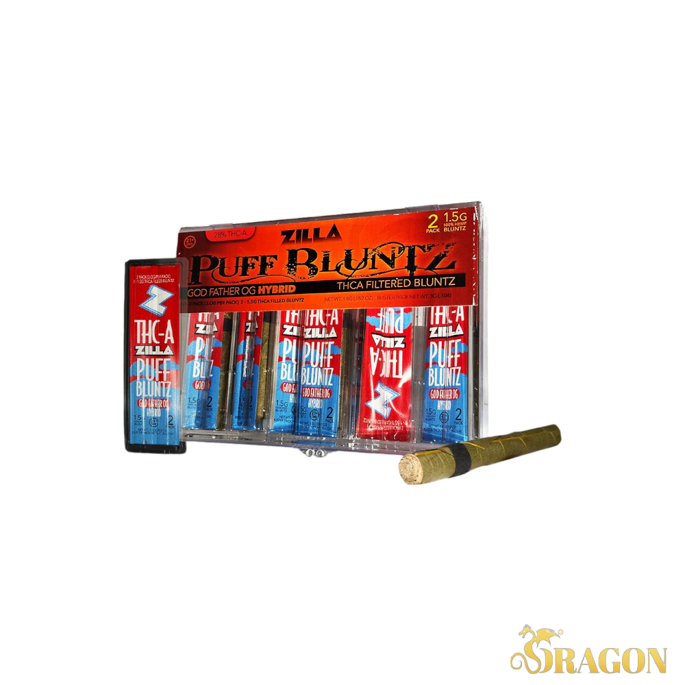 Zilla 1.5G 2 Per Pack 20 Count THCA Puff Bluntz Box